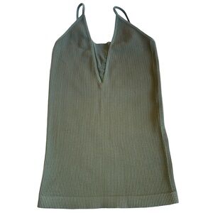Free People Ribbed Knit Tank Top in Olive Green XS